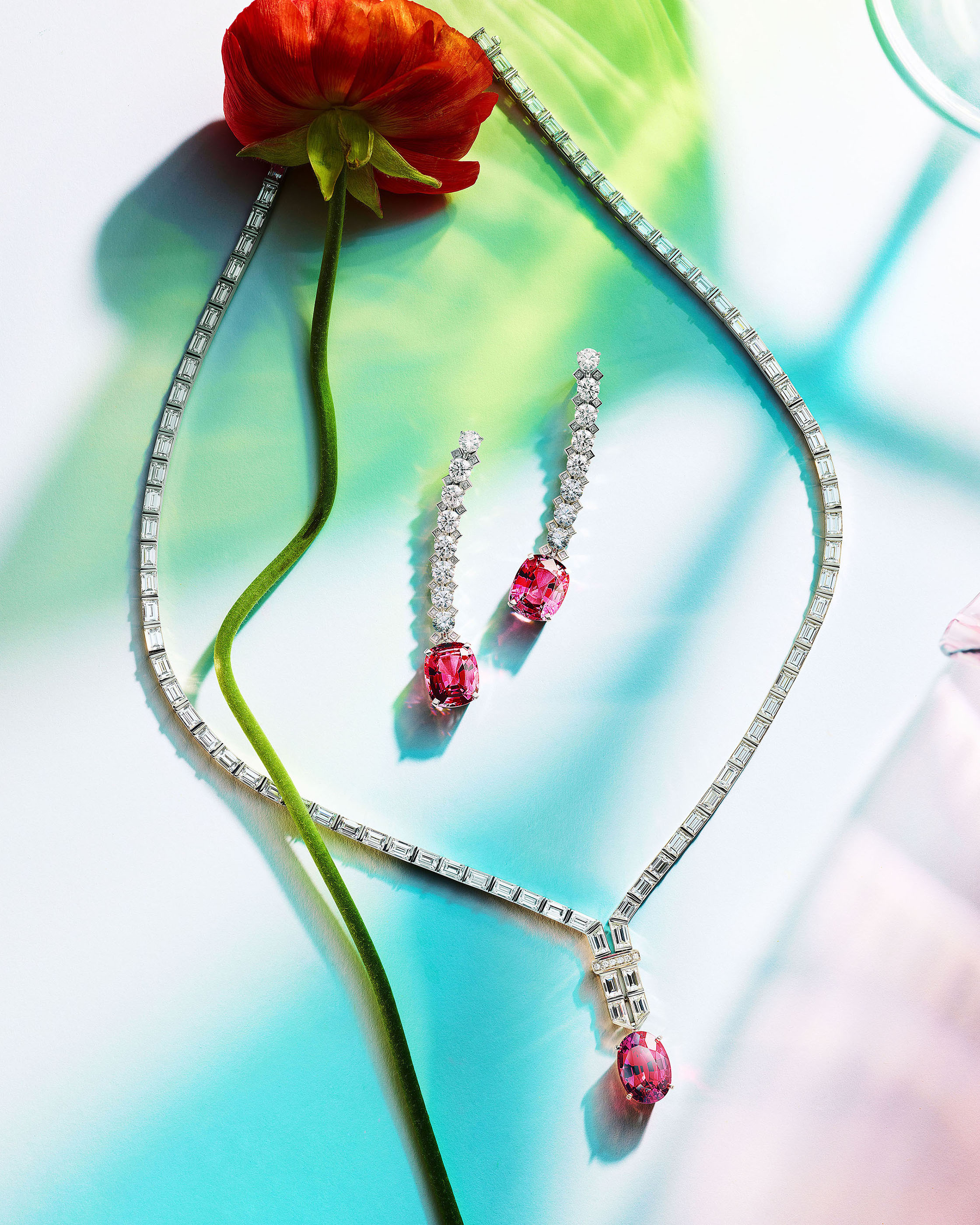 주얼리 촬영 – Pink Gem Necklace Red Teal | 이창민 스튜디오